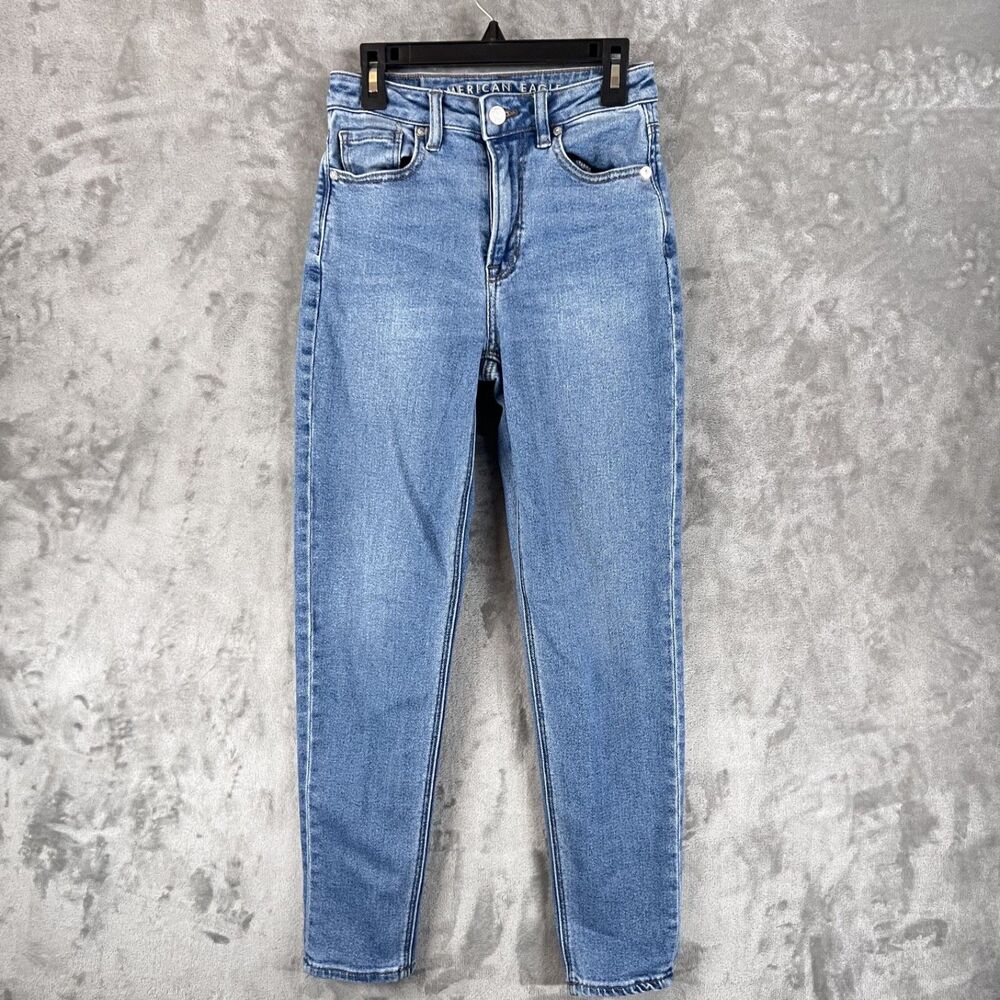 American Eagle Mom Jeans Straight Leg Women’s Size 00 Regular High Rise Stretch